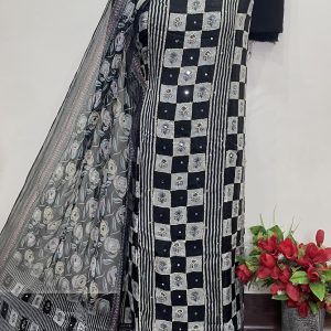 Glass Organza Digital Designer Handwork Shirt (9043)