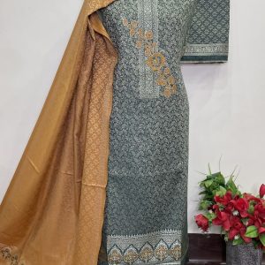 🔥Premium kalamkari Weaving Pashmina Suit With Designer Contrast Stole🔥 (9030)