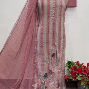 Natural Crape Digital Designer Shirt Stone Work (9034)