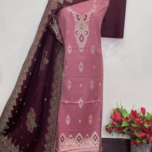 🔥Premium Weaving Pashmina Suit With Designer Contrast Stole🔥 (9025)