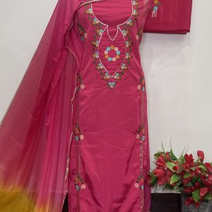 Pure Crape Designer Shirt With Sleeves Embroidery (9024)