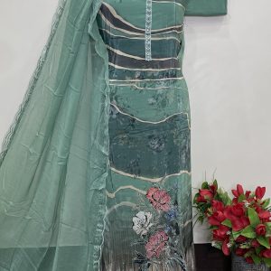 Natural Crape Digital Designer Shirt Stone Work (9034)