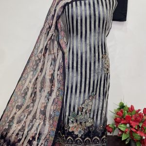 Glass Organza Designer Shirt Handwork (9056)