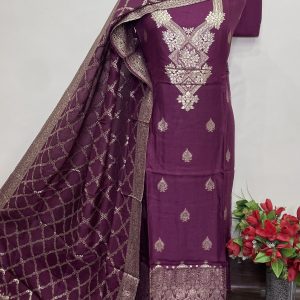*KARWA CHAUTH DHAMAKA*  *DESIGNER  MUSLEEN BANARSI JACQUARD SUIT* (9116)