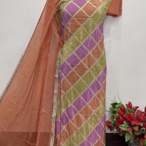 Pure Crape Digital Designer Shirt Front Handwork & Ghera (9050)