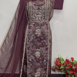 *KARWA CHAUTH SPECIAL*  *GLASS ORGANZA DESIGNER SUIT HAND WORK* (9120)