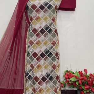 *PURE CRAPE DESIGNER SHIRT HAND WORK* (9071)