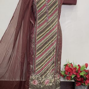 *Natural Crape digital designer shirt stone work* (9006)