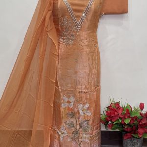 *DESIGNER PURE CRAPE SHIRT HANDWORK* (9003)