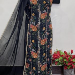 *GLASS ORGANZA DESIGNER SUIT HANDWORK HEAVY GHERA* (1881)