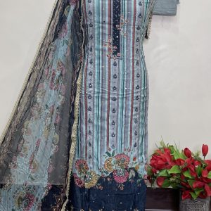 *GLASS ORGANZA DESIGNER SHIRT HANDWORK*. (9068)