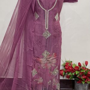 *KARWA CHAUTH SPECIAL SERIES*  *GLASS ORGANZA DESIGNER HANDWORK SHIRT* (9122)