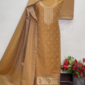 *🔥Premium Weaving Pashmina Suit With Designer Banarsi Border & Stole🔥* (9125)