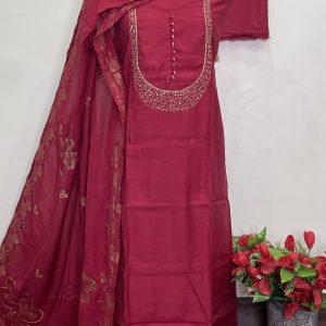 *KARWA CHAUTH SPECIAL SERIES*  *MODAL SILK DESIGNER SUIT HANDWORK* (7200)