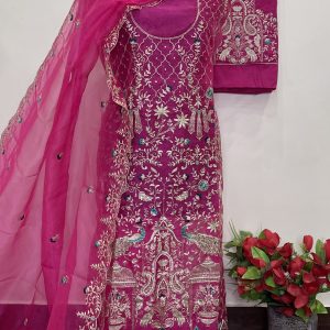 KARWA CHAUTH SPECIAL SERIES *GLASS TISSUE DSSIGNER HEAVY SHIRT HANDWORK* (MORNI)