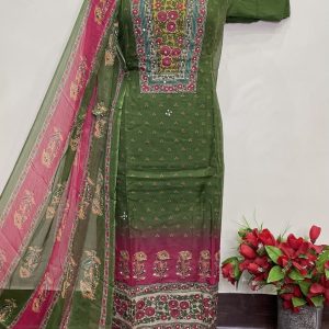 Glass Organza Designer Shirt Handwork (9045)
