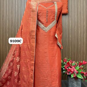 *KARWA CHAUTH SPECIAL SERIES*  *SHIMMER DESIGNER SHIRT WITH SLEEVES WORK* (9109C)