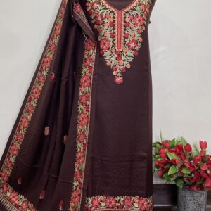 Allover pure viscose pashmia suit with kashmiri embroidery* (CHINAR)