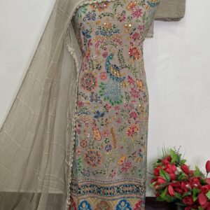 PURE CRAPE DESIGNER SUIT WITH PLAIN BACK (ADITI)