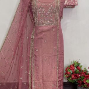 DESIGNER SHIMMER SUIT HEAVY HANDWORK (KK101)