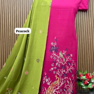 SUPER HIT Premium Weaving Pashmina Suit With Designer Stole (PEACOCK)