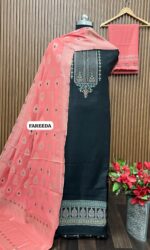 Pure kaani Weaving suit Pure acrylic Woolen Weaving contrast stole (FAREEDA)