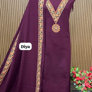 Allover pure viscose pashmia suit with kashmiri embroidery  (DIYA)