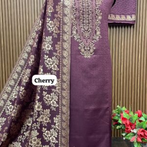 Pure kaani Weaving Designer suit (CHERRY)