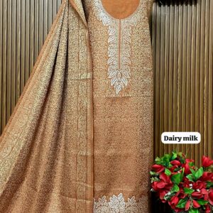 Premium kalamkari Weaving Pashmina Suit With Designer Stole (DAIRY MILK)