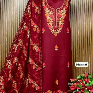 Allover pure viscose pashmia suit with kashmiri embroidery on neck & Border (MANNAT)