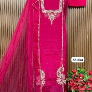 Designer glass organza handwork shirt (SHLOKA)