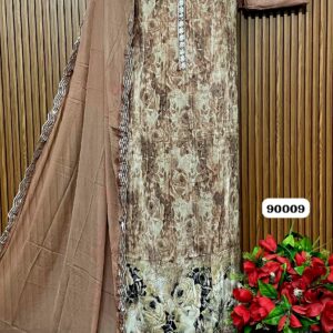 natural crape digital designer shirt stone work (90009)