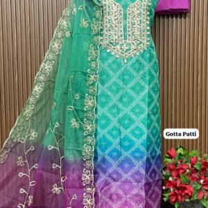 Organza Designer digital Ombre shirt gotta patti (GOTTA PATTI)