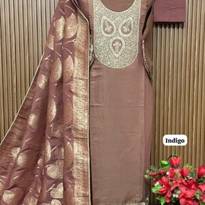 SHIMMER DESIGNER SHIRT WITH SLEEVES WORK (INDIGO)