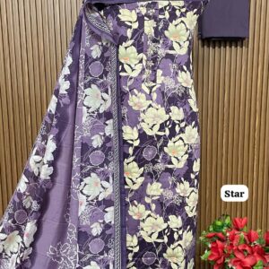 Glace cotton shirt tie neck gala hand work (STAR)