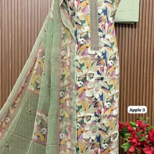 Pure Glace cotton designer suit tie neck gala (APPLE 3)