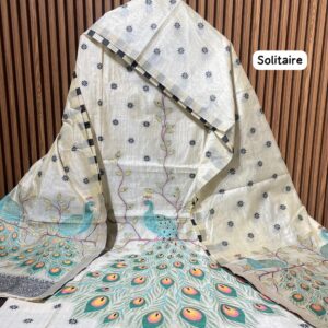 linen shimmer designer jaamdani suit (SOLITAIRE)