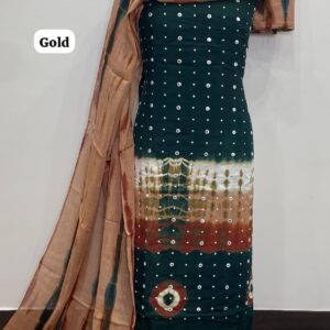 DESIGNER BATIK RAYON SHIRT WITH MIRROR WORK (GOLD)