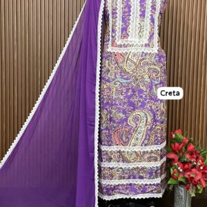 Designer musleen suit laces work 5 mtrs allover (CRETA)