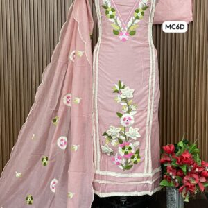 MUL CHANDERI DESIGNER SHIRT WITH 3D ACCESSORIES (MC6D)
