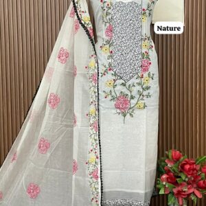 MUL CHANDERI DESIGNER SHIRT (NATURE)