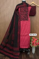 PURE COTTON DESIGNER SHIRT TIE NECK BATIK (RED BATIK)