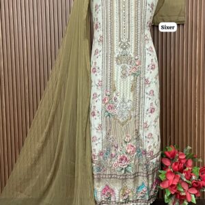 Pure musleen designer digital shirt with handwork (SIXER)
