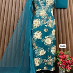 Pure musleen designer digital shirt with neck handwork (9999)