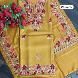 PASHMIMA DESIGNER KASHMIRI WORK ALLOVER SUIT (4.75MTR approx) (CHINAR N)