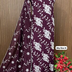 MODAL MUSLEEN DESIGNER ALLOVER SUIT 5 MTS ( SKY LINE N)