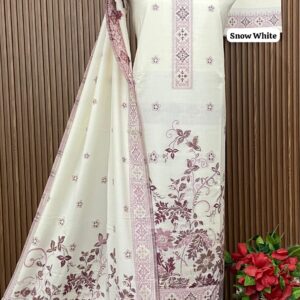 SUPER HIT Premium Weaving Pashmina Suit With Designer Stole (SNOW WHITE)