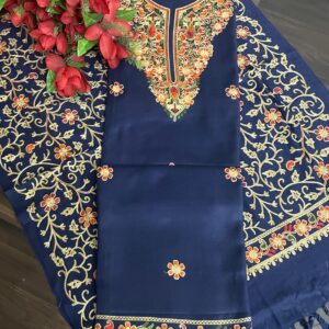 Allover pure viscose pashmia suit with kashmiri embroidery (TOOSH)