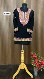 PASHMINA SHORT KURTI WITH KASHMIRI EMBROIDERY (KURTI)