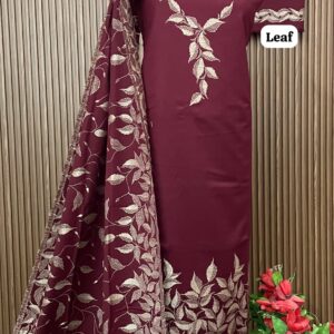 SUPER HIT Premium Weaving Pashmina Suit With Designer Stole (LEAF)